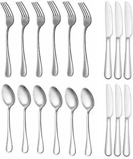Fably Stainless Steel Cutlery set Dessert spoon 6 fork 6 butter knife 6 (set of 18) Stainless Steel Dessert Spoon Set