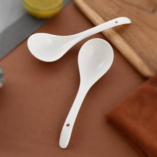merdwal Ceramic Serving Spoon Ladle Set Microwave Oven Dishwasher Safe - 9 inch, Ceramic Serving Spoon Set