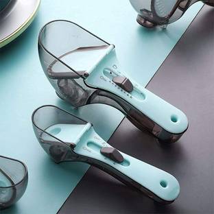 Harvic 2 Pack Adjustable Measuring Cups and Spoons Plastic Plastic Measuring Spoon Set Measuring Cup Set