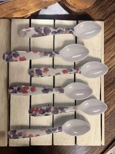 Evaware International Melamine Floral Design Cutlery Spoon to Enhance Your Tableware Melamine Tea Spoon Set