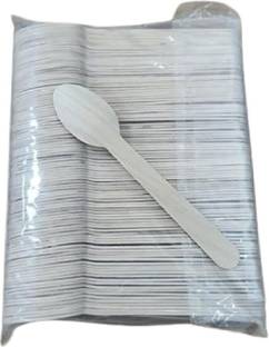 inesh 140mm Wooden Spoon Eco-friendly Disposable Wooden Ice-cream Spoon, Dessert Spoon Set