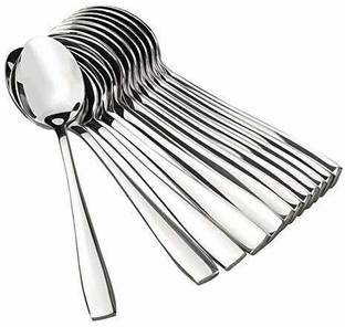 VIJAY EXPORT Stainless Steel Tea Spoons with Round Edge, Tableware, (Set of 12), Silver Stainless Steel Serving Spoon Set