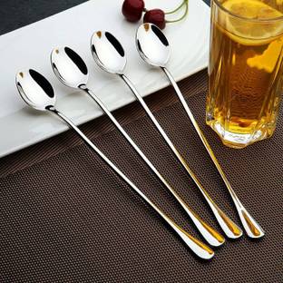 Convay Long Handle Stirring Ice set 4 Stainless Steel Ice Tea Spoon, Ice-cream Spoon, Measuring Spoon Set