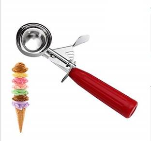 Nexshop ™Ice Cream Cutter Scoop Stainless Steel with Wooden Handle with Cutting Lever Stainless Steel Ice-cream Spoon