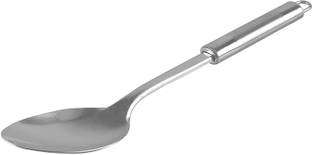 KUBER INDUSTRIES Stainless Steel Solid Cooking Spoon, Serving Spoon, Kitchen Spoons, Basting Spoon for Kitchen (Silver) Kitchen Tool Set