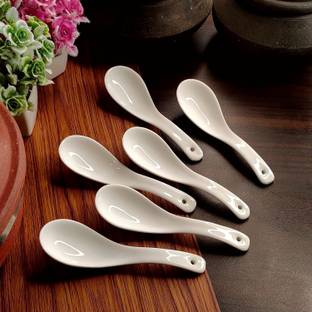 merdwal Ceramic Soup Spoon & Dessert Spoon || Bone China Soup Spoons || Microwave Ceramic Soup Spoon Set