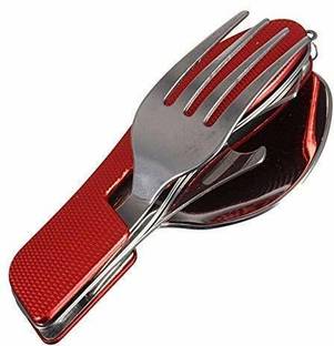 PAWSAM Multi-Function Tool Foldable Fork Spoon Disposable Stainless Steel Table Spoon