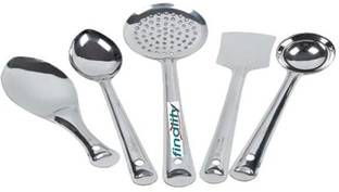 finality Stainless Steel Serving Spoons for Kitchen Set for Dining with 5 Different pcs Disposable Stainless Steel Serving Spoon Set