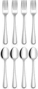 Fably Stainless Steel Table Spoon Dinner Spoon Dinner Fork (pack of 8) Stainless Steel Dessert Spoon Set
