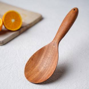 The Indus Valley Neem Wood Serving Ladle for Cooking/Sauteing/Mixing/Serving Food & Gravy - 25cm Wooden Serving Spoon