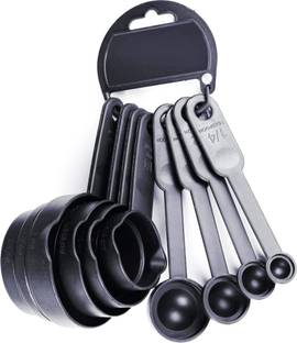 GOLDINKS Black 8 pcs Spoon Measuring Cup Set Plastic Measuring Spoon Set Plastic Measuring Spoon Set