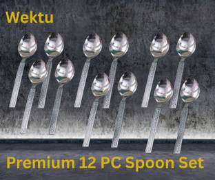 WEKTU Premium Spoon/Stainless Steel/Tea/Table/Soup/Desert/Dinner/12PC34 Stainless Steel Table Spoon