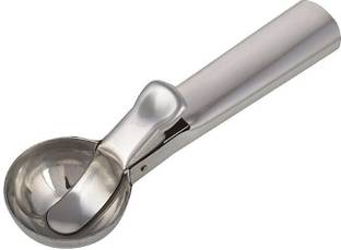 Elhify Stainless Steel Scooper for Ice Cream, Trigger Release (Silver) Stainless Steel Ice-cream Spoon, Cream Spoon