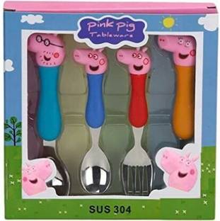 Samvardhan Peppa Pig Tableware Spoon and Fork Kids Dining Stainless Steel Table Spoon Set