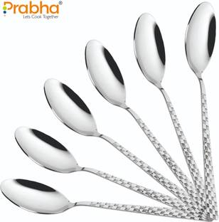 PRABHA Stainless Steel Chess Tea Spoon Set of 6 Pcs (Silver), Spoon Set, Chamach Stainless Steel Tea Spoon, Coffee Spoon Set