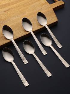 HOMFRO Stainless Steel Table Spoon/Cutlery Spoon/Table Ware Set of 6(SiL) Stainless Steel Table Spoon, Tea Spoon, Dessert Spoon, Soup Spoon Set