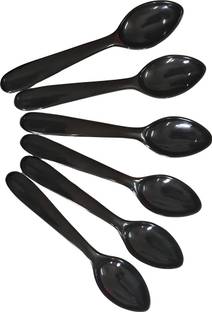Evaware International Black Spoon Disposable Melamine Dessert Spoon Set