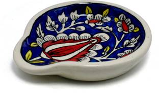 Amoorcart Spoon Rest Cutlery Keeper - Blue Floral Ceramic Serving Spoon