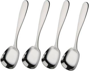 Lucacci Square Spoons, Rice Spoons, Soup Spoons, Mirror Polish Stainless Steel Ice-cream Spoon Set
