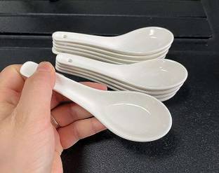 MDNSHO White Soup Spoon Ceramic Asian Ramen Spoons White Spoons for Appetizer Wonton Ceramic Soup Spoon Set