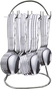 Troozy Curvy-4 Cutlery set with stand holder for spoon and fork steel set Stainless Steel Table Spoon Set