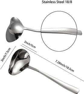 Fanqew Sauce Ladle Large Metal Serving Gravy Long Handle set1 Stainless Steel Cream Spoon
