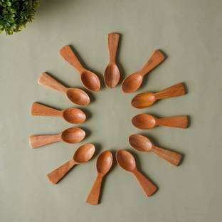 The Indus Valley Neem Wooden Masala Spoon Set for Sugar/Salt/Condiments/Masala Spices/Coffee/Tea Wooden Serving Spoon Set