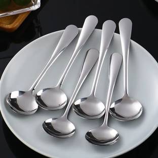 Haniza mehtab 6 soup spoon steel Stainless Steel Soup Spoon, Dessert Spoon Set