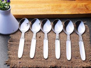 ZEVORA Stainless Steel Dinner Spoon/Table Spoon Set Length 16cm (Medium, Set of 6) Stainless Steel Table Spoon Set