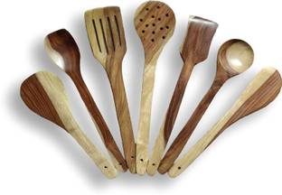 DECORASIA Wooden Spatula (Pack of 7) Wooden Ladle