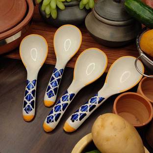 Creative Hub Serving Spoon/Ceramic Serving Spoon Set Of 4,Cutlery Set,Spoon Set Ceramic Serving Spoon, Table Spoon, Salad Spoon, Cream Spoon, Sugar Spoon, Soup Spoon, Tea Spoon Set