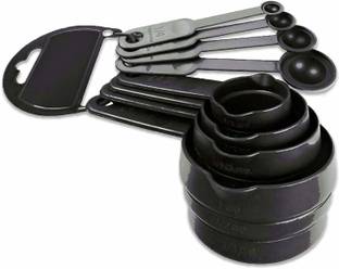 AMAZEE 8 pcs Measurement Cups and Spoons Set Measurement Cups for Baking cake Measurement Cups and Spoons Set for baking Measurement in Grams Cooking Measurements Set Cooking Measurements Set- 4 Cups & 4 Spoons (Black) Plastic Measuring Spoon Set