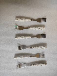 AGS MART Ceramic-Designer-kitchen-stainless-steel-dinner-fork-set-6 Stainless Steel Salad Spoon Set