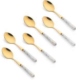 MGeezz Golden Small Spoon 6 Stainless Steel Tea Spoon Set