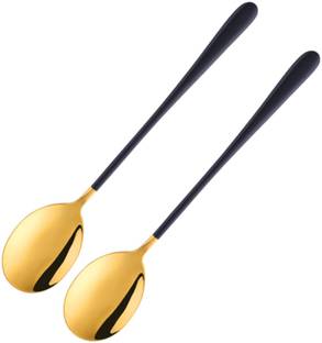 TRIFECTA Gold Plated Stainless Steel Espresso Spoons Round Soup Spoon Stainless Steel Table Spoon Set