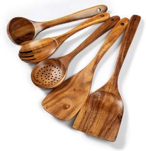 RAGIBDECOR Wooden Serving Spoons Set, Set of 7, Wooden Utensils Disposable Wooden Coffee Spoon Set