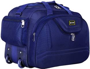 RIDA Polyester Lightweight 60 L Luggage Travel Folding Duffle Bag With 2 wheels Blue