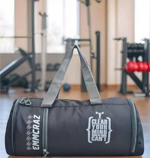 EMMCRAZ Men & Women black Sports Duffel with Shoe Compartment & Detachable Belt