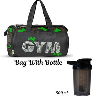 EMMCRAZ Black/green Patter MY GYM BAG WITH SPIDER BOTTLE (green, Sling Bag) (Dry Bag)