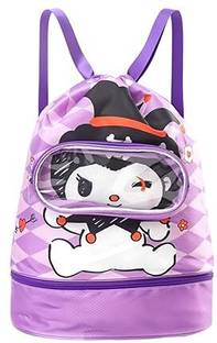 MAYCREATE Kuromi Girls Swimming Drawstring Bag Waterproof With Shoe Compartment and Pouch