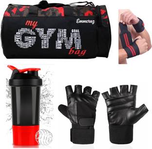 एम्मक्रैज़ my red gym bag with spider bottle with wrist support & gym gloves Home Gym Kit