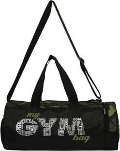 L'AVENIR Black / Forest Green CAMOUFLAGE Pattern Multi-Purpose GYM BAG with Side Pocket