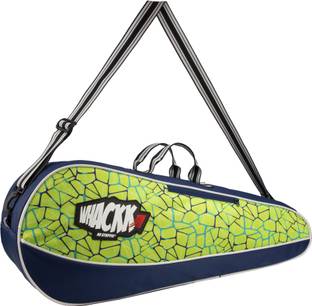 WHACKK Pro Navy Green Unisex Tennis Badminton Squash Racket KitBag 4T 6B
