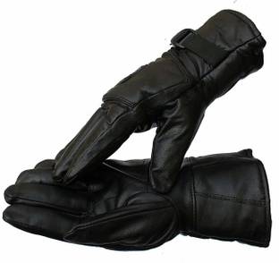 zaysoo Special Black 1 Pair Leather Snow Proof Winter Gloves Driving Gloves