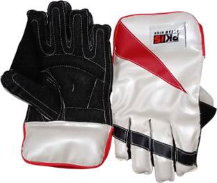 Garg Enterprises WICKET KEEPING GLOVES WHITE/BLACK HALF LEATHER Wicket Keeping Gloves