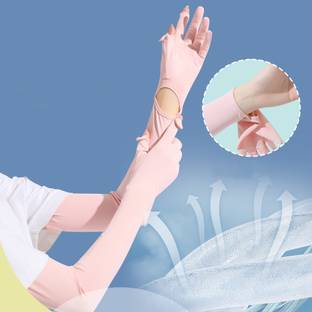 PROBEROS UV Protection Arm Sleeves Nylon Ice Silk Arm Sleeves with One Piece Gloves Cycling Gloves