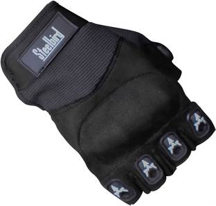 Steelbird Half Finger Bike Riding Gloves, Protective Off-Road Motorbike Racing Riding Gloves