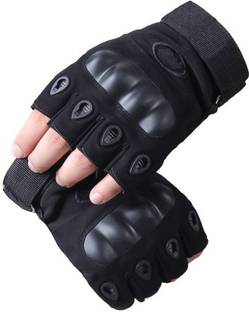 SHVAS Navkar Crafts Black Half Finger Tactical Army Bike Riding Gloves