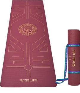 Wiselife TRU Alignment Yoga Mat Maroon 6mm + Strap Pro-Balance TPE Material Extra Thick Maroon 6 mm Yoga Mat