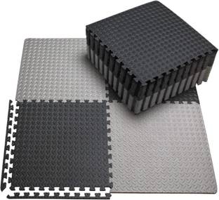 YMD Fitness Puzzle Mat, Gym Floor Mat, EVA Foam Interlocking 24"x24" 6Pc 24 SqFt Black, Grey 12 mm Exercise & Gym Mat